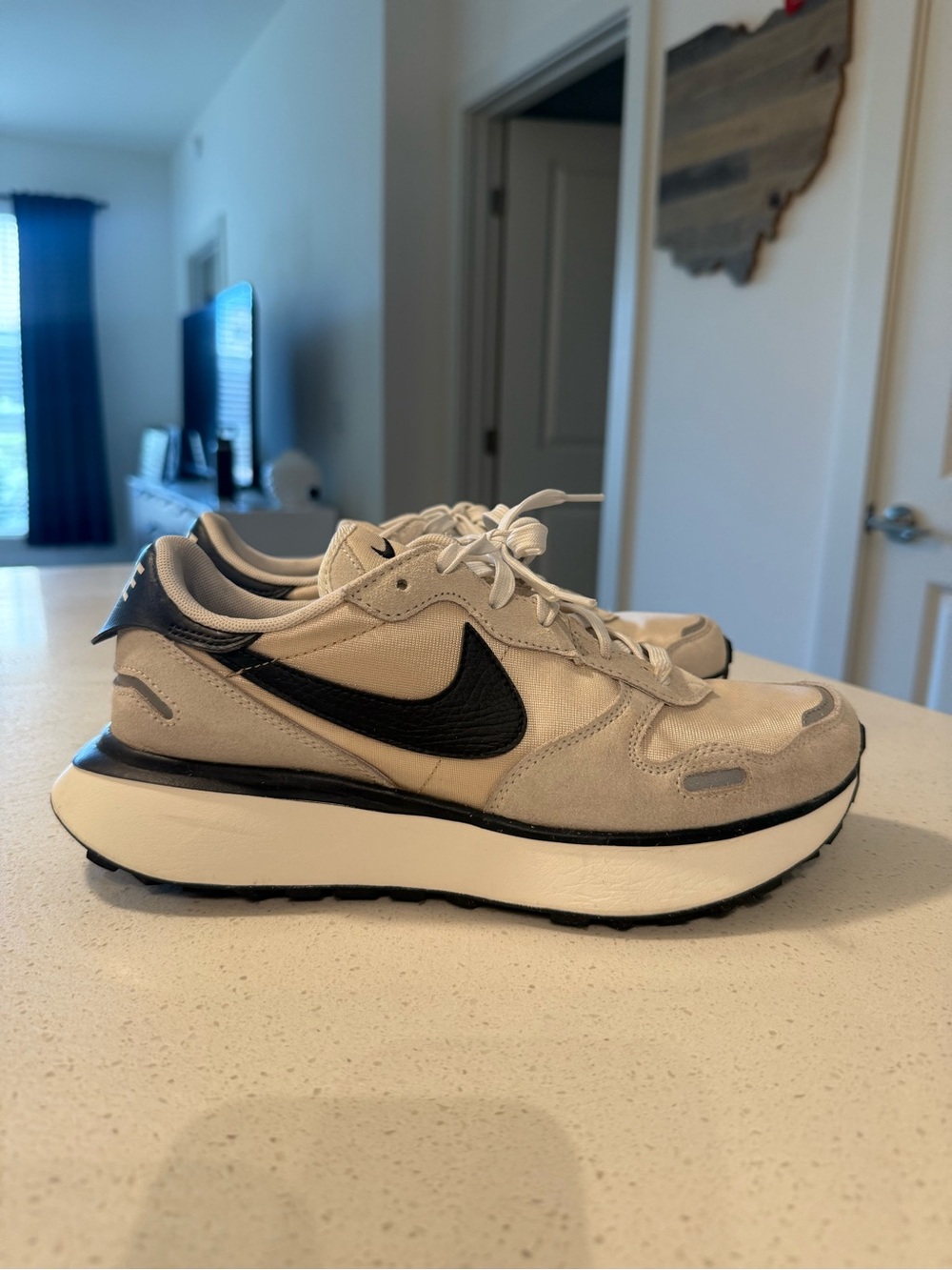 Nike Beige and Black Retro Runner Sneakers